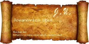 Jovanovics Ubul névjegykártya